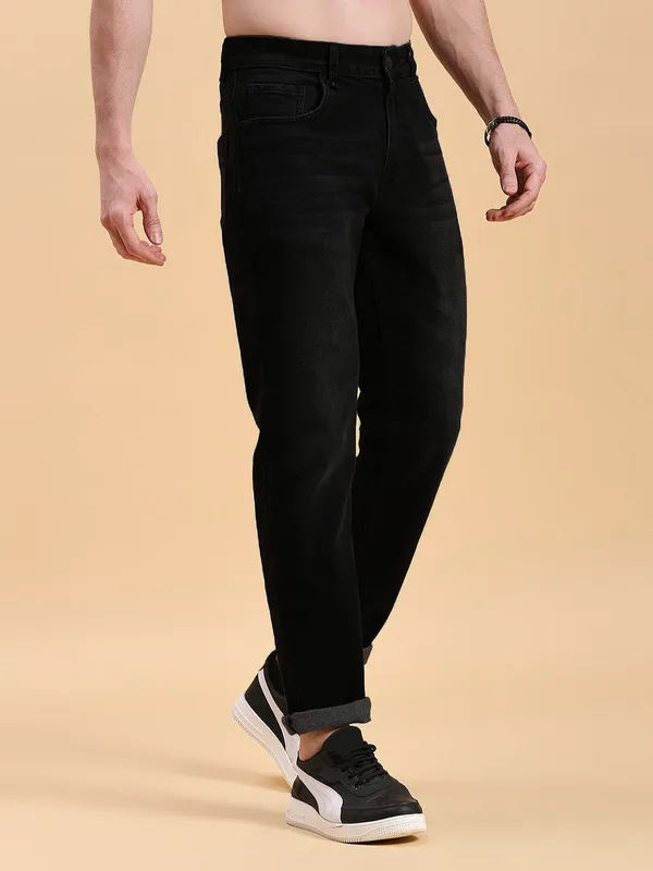 Black_Mid_Rise_Cotton_Blend_Jogger_Fit_Jeans_For_Men