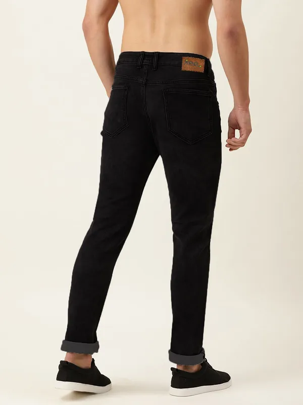 Black_Mid_Rise_Cotton_Blend_Jogger_Fit_Jeans_For_Men