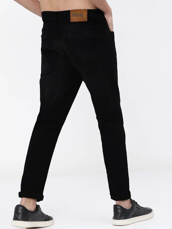 Black_Mid_Rise_Cotton_Blend_Jogger_Fit_Jeans_For_Men