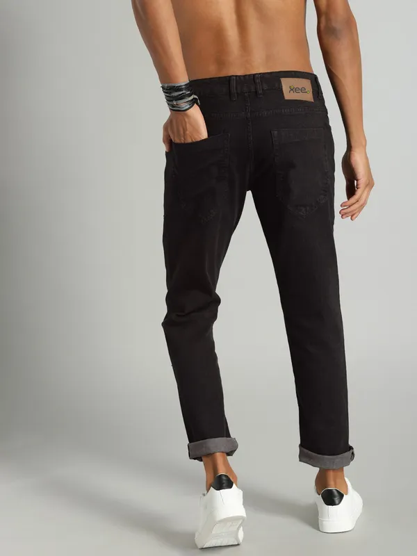 Black_Mid_Rise_Cotton_Blend_Jogger_Fit_Jeans_For_Men