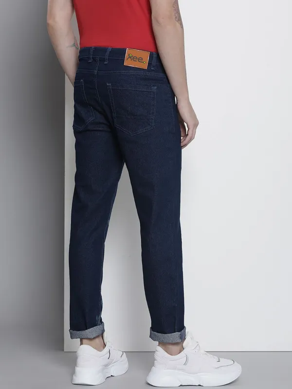 Dark_Blue_Cotton_Blend_Slim_Mid_Rise_Jeans_For_Men