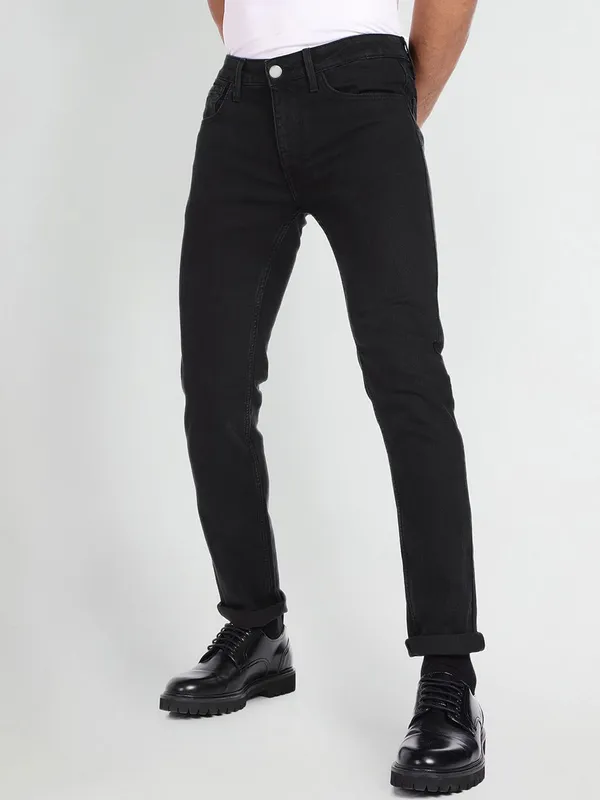 Black_Cotton_Blend_Slim_Mid_Rise_Jeans_For_Men