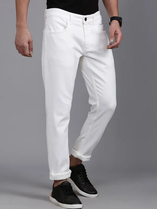 White_Cotton_Blend_Slim_Mid_Rise_Jeans_For_Men