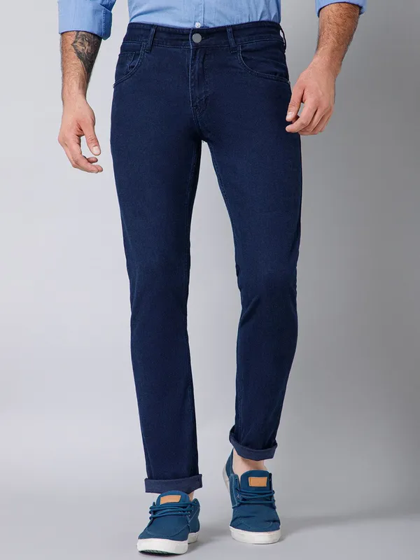Dark_Blue_Cotton_Blend_Slim_Mid_Rise_Jeans_For_Men