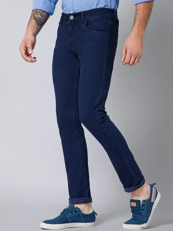 Dark_Blue_Cotton_Blend_Slim_Mid_Rise_Jeans_For_Men