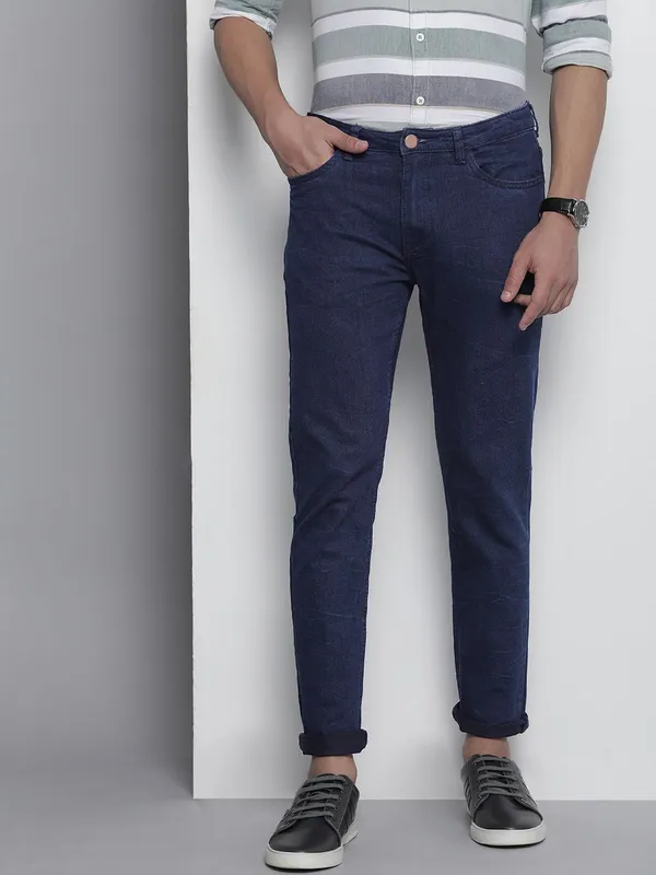 Dark_Blue_Cotton_Blend_Slim_Mid_Rise_Jeans_For_Men