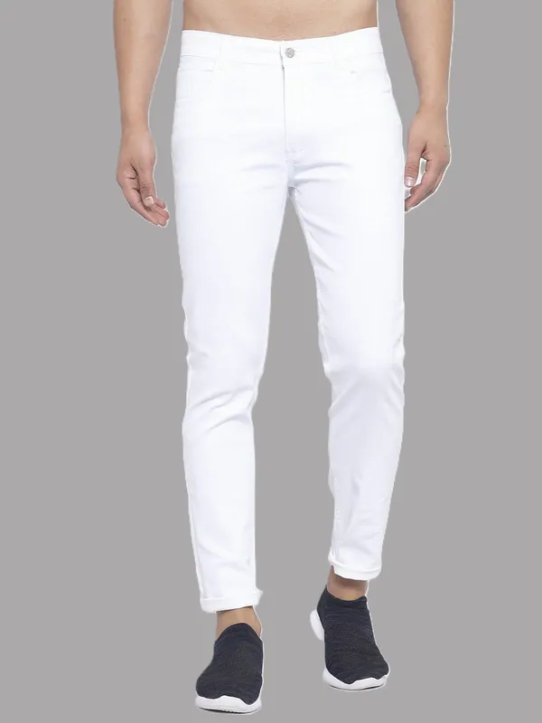 White_Cotton_Lycra_Blend_Slim_Mid_Rise_Jeans_For_Men