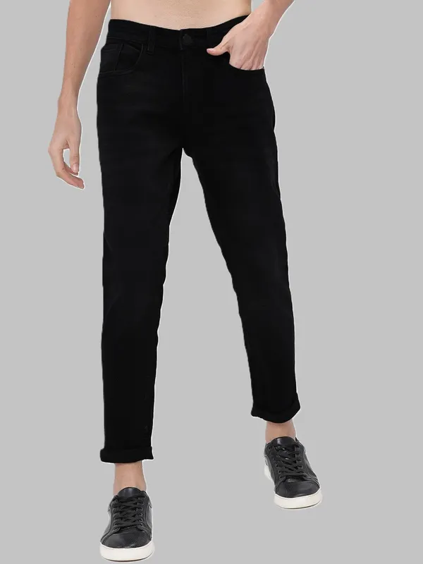Black_Mid_Rise_Cotton_Blend_Jogger_Fit_Jeans_For_Men