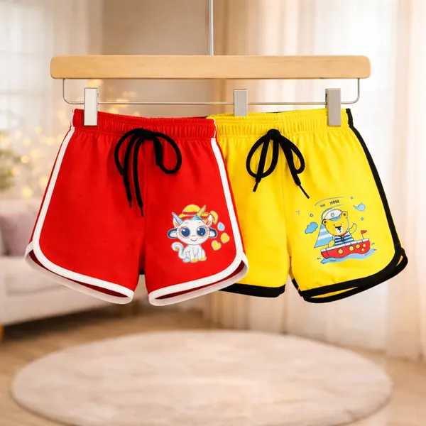 Pack_of_5_Girls_Cotton_Printed_Sports_Shorts_|_Multicolor_Cartoon_Summer_Shorts_|_Soft_&_Comfortable_Kids_Playwear