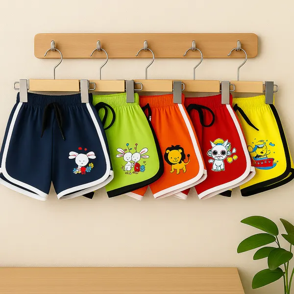 Pack_of_5_Girls_Cotton_Printed_Sports_Shorts_|_Multicolor_Cartoon_Summer_Shorts_|_Soft_&_Comfortable_Kids_Playwear
