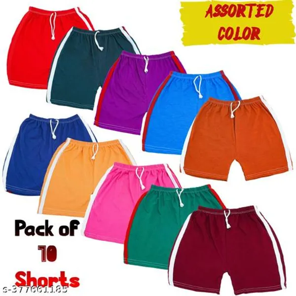 Pack_of_10_Kids_Cotton_Plain_Shorts__|_Multicolor_Summer_Sports_&_Casual_Shorts_for_Boys_&_Girls
