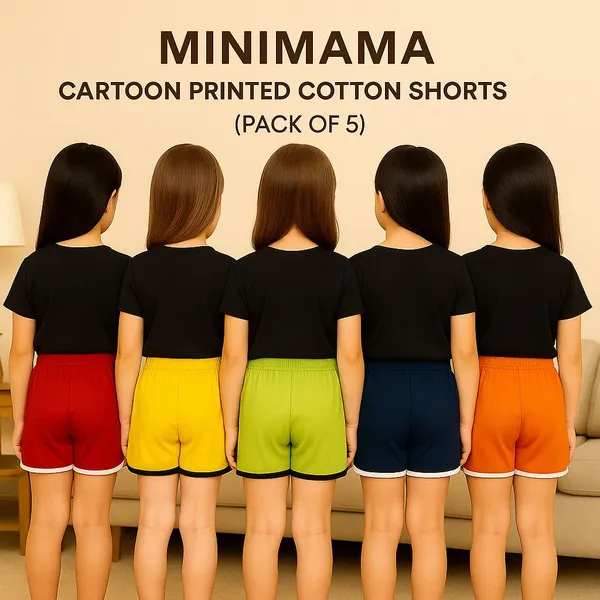 Pack_of_5_Girls_Cotton_Printed_Sports_Shorts_|_Multicolor_Cartoon_Summer_Shorts_|_Soft_&_Comfortable_Kids_Playwear