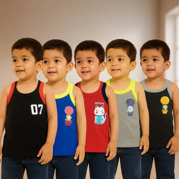 Pack_of_5_Kids_Boys_Cotton_Sleeveless_Vest__|_Multicolor_Printed_Tank_Tops_|_Soft_&_Comfortable_Summer_Wear