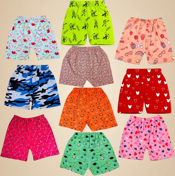 Pack_of_10_Kids_Cotton_Printed_Shorts|_Multicolor_Summer_Casual_&_Playwear_Shorts_for_Boys_&_Girls