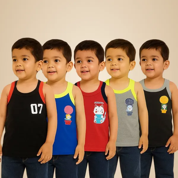 Pack_of_5_Kids_Boys_Cotton_Sleeveless_Vest__|_Multicolor_Printed_Tank_Tops_|_Soft_&_Comfortable_Summer_Wear