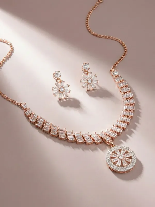 Golden__Alloy_Anti_Tarnish_Floral_Pendant_Set