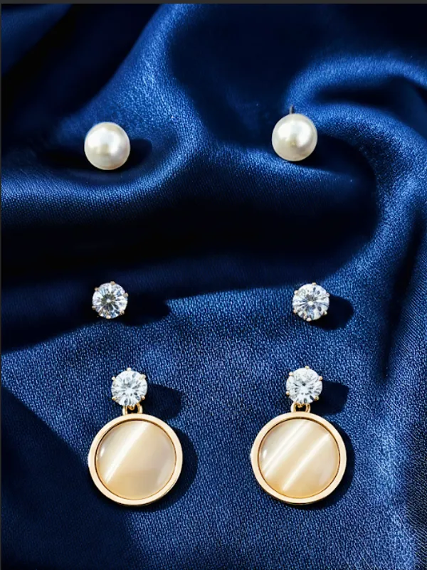 Golden_and_Black_Luminous_Circle_Trio_Earring_For_Women