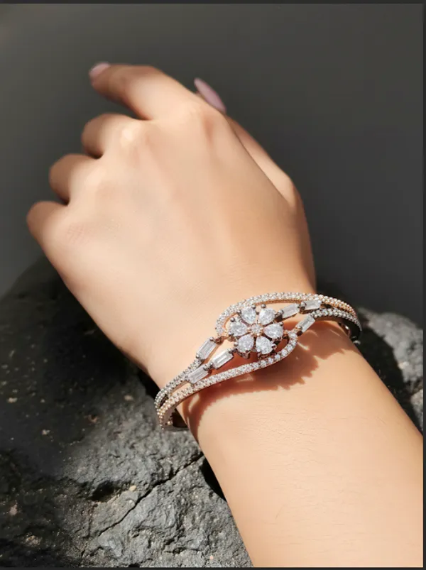 Silver_Blossom_Aura_Floral__Bracelet_For_Women