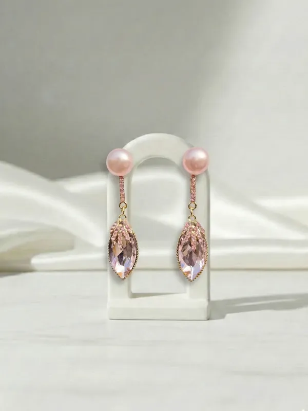 Pink_Blush_Pearl_Crystal_Drop_Earrings_For_Women