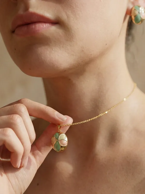 Green_Ad_Metal_Flower_Clover_Pendant_Set