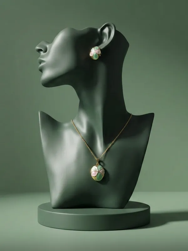 Green_Ad_Metal_Flower_Clover_Pendant_Set