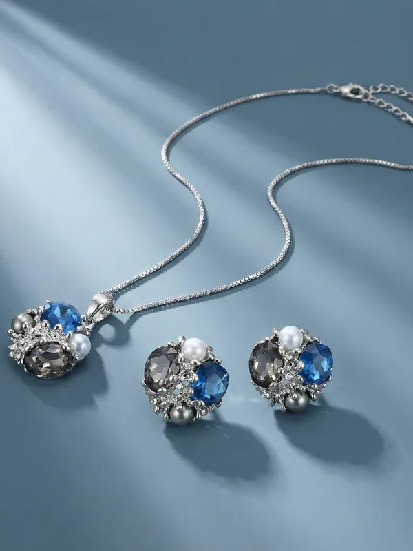 Blue_And_Black_Metal_Azure_Shell_Drop_Pendant