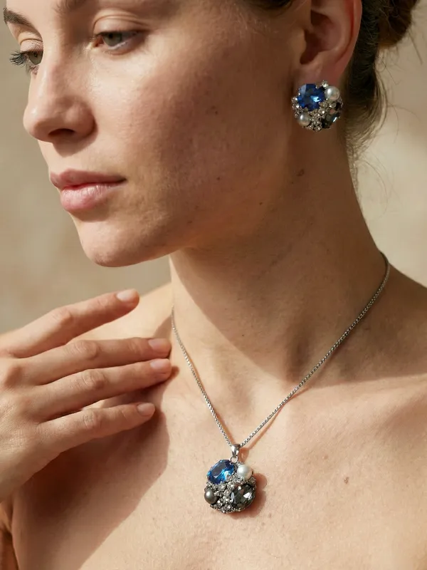 Blue_And_Black_Metal_Azure_Shell_Drop_Pendant