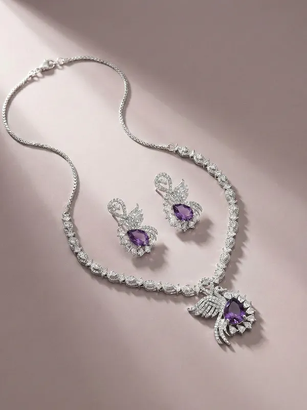 Silver_Ad_Metal_Royal_Peacock_Bridal_Necklace_Set