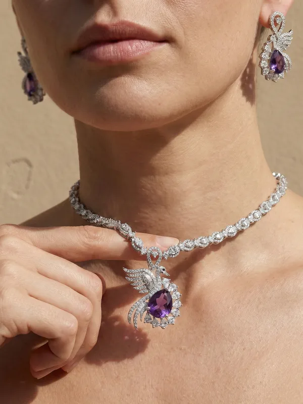 Silver_Ad_Metal_Royal_Peacock_Bridal_Necklace_Set