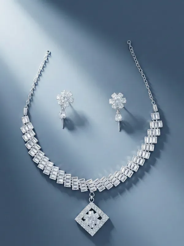Silver_Alloy_Anti_Tarnish_Square_Crystal_Necklace_Set