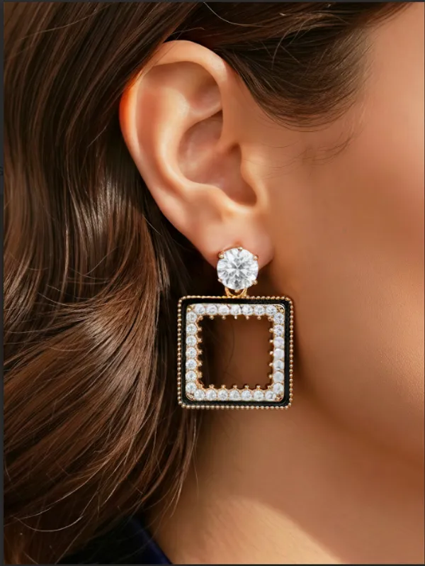 Golden_and_Black_Elegant_Essentials_Square_Trio_Earring_For_Women
