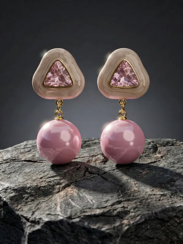 Pink_Azure_Geometric_Sphere_Earrings_For_Women