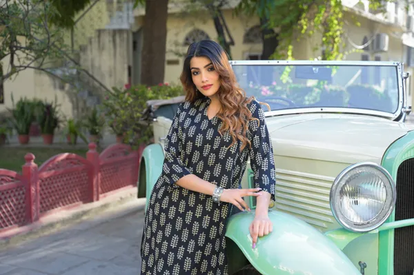 Black_Ethnic_Printed_Rayon_Kurta_With_Trouser_For_Women