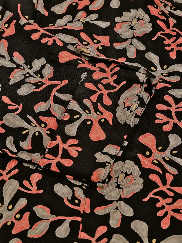 Black_Floral_Printed_Rayon_Shirt_Style_Top_For_Women