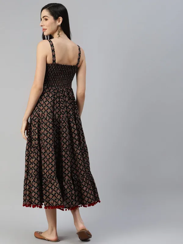 Black_Floral_Printed_Shoulder_Strap_Long_Dress_For_Women
