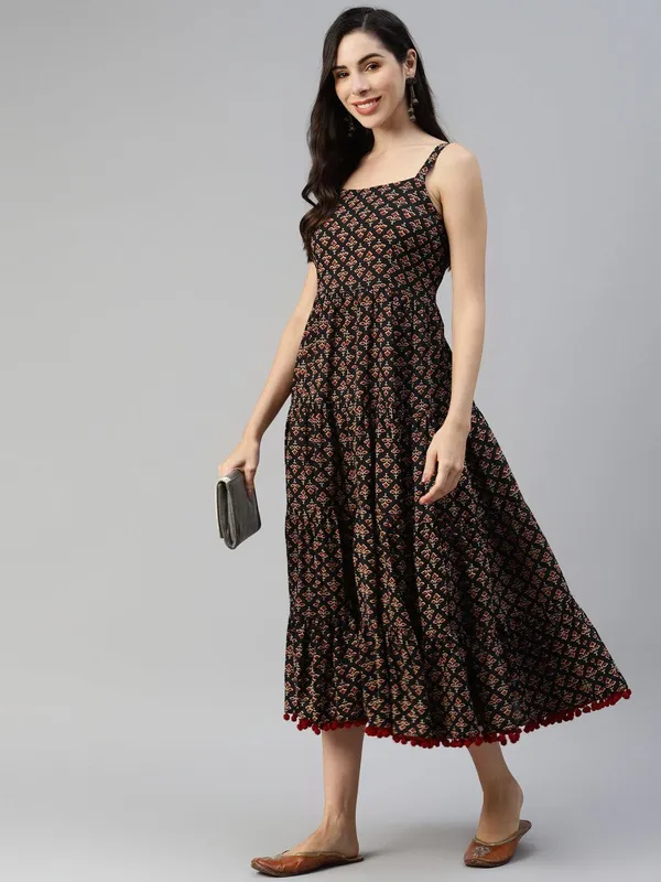 Black_Floral_Printed_Shoulder_Strap_Long_Dress_For_Women