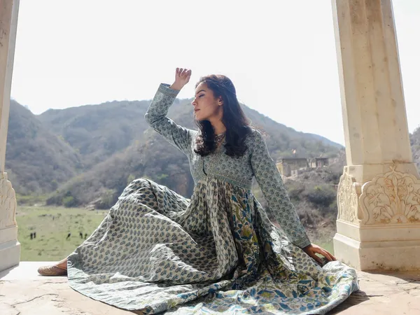 Multicolor_Block_Print_Mulmul_Kurta_For_Women