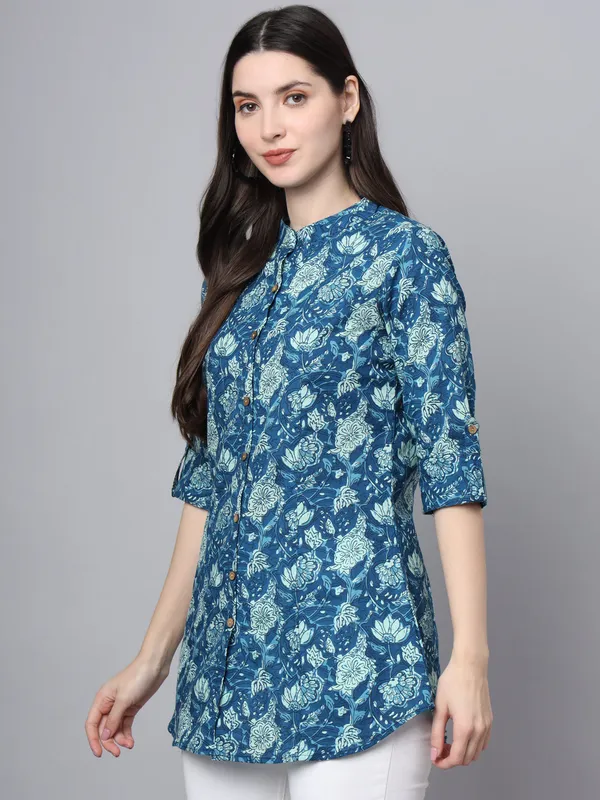 Blue_Cotton_A-Line_Top_For_Women