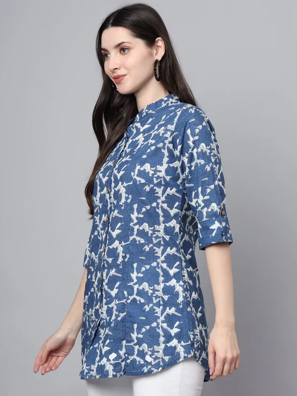 Blue_Cotton_A-Line_Top_For_Women