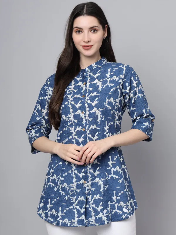 Blue_Cotton_A-Line_Top_For_Women