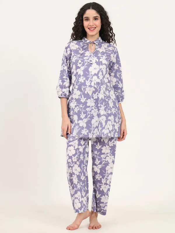 Blue_Cotton_Night_Suit_With_A_Collared_Shirt_For_Women