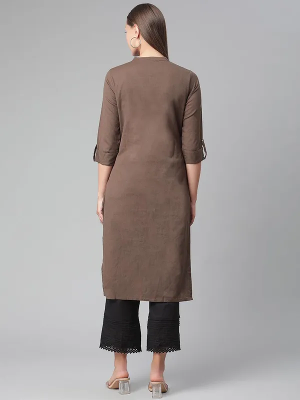 Brown_Cotton_Straight_Kurti_For_Women