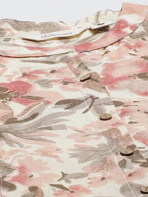 Cream_Cotton_Floral_Print_A-Line_Kurta_For_Women