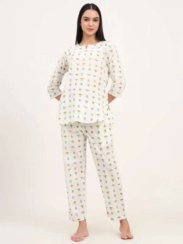 Cream_Cotton_Printed_Night_Suit_Set_For_Women