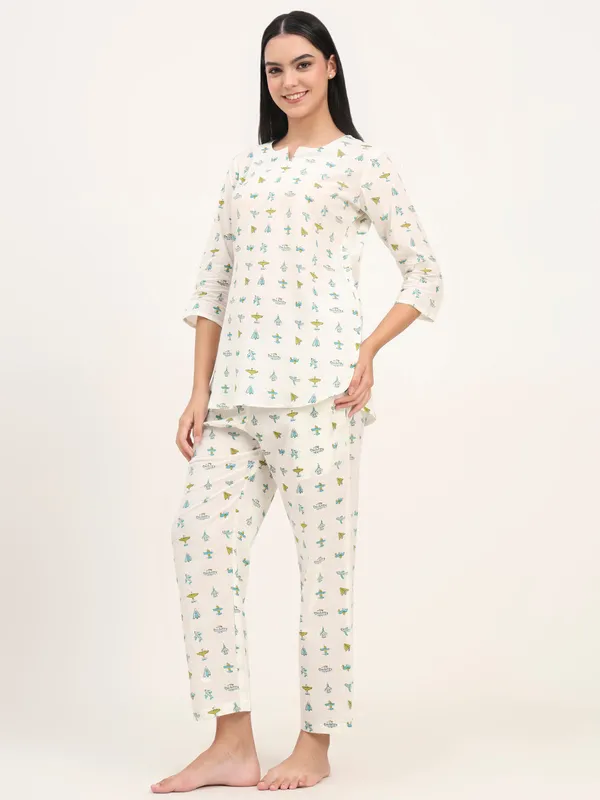 Cream_Cotton_Printed_Night_Suit_Set_For_Women
