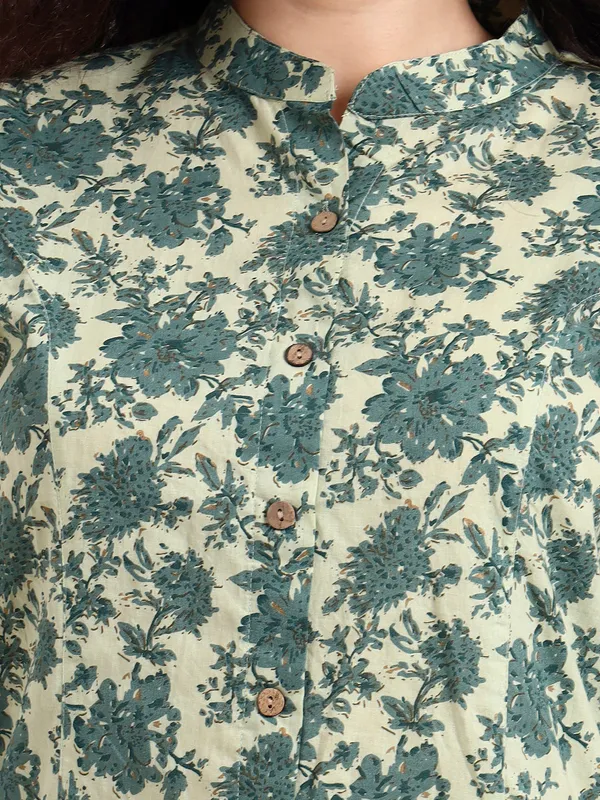 Green_Floral_Print_Cotton_Top_For_Women