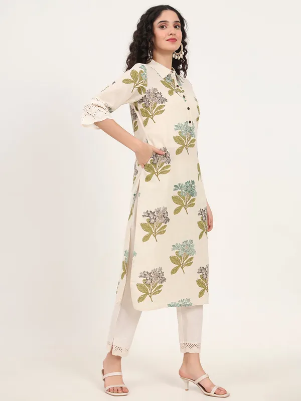 Green_Floral_Printed_Cotton_Kurta_For_Women