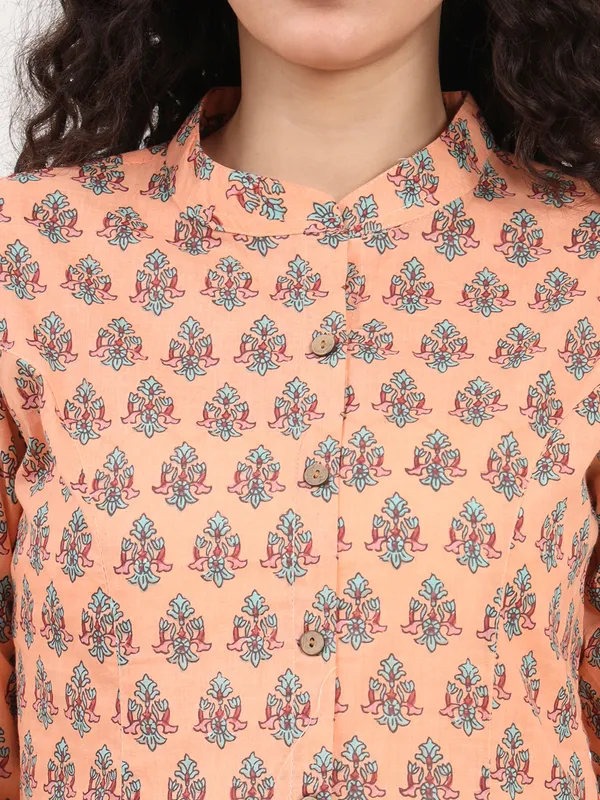Light_Orange_Floral_Printed_Cotton_Top_For_Women