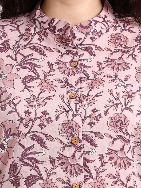 Light_Purple_Floral_Print_Cotton_Top_For_Women