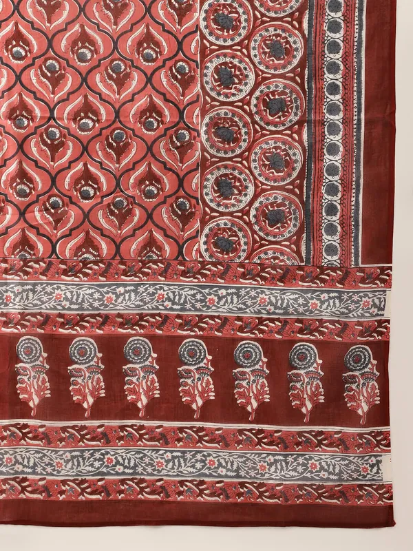Maroon_Floral_Printed_Cotton_Anarkali_Kurta_Set_With_Dupatta_For_Women